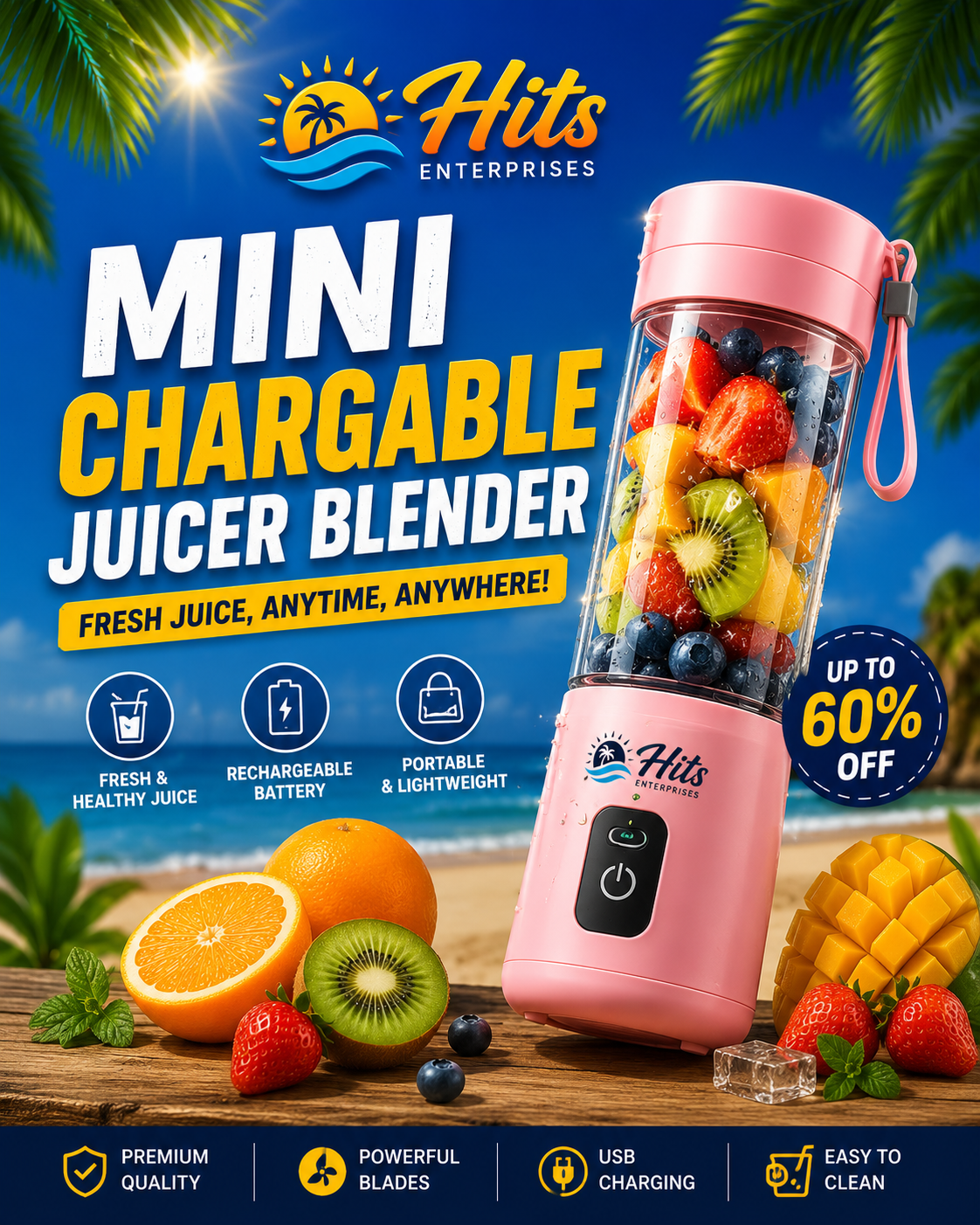 🍹 Mini Rechargeable Juicer Blender