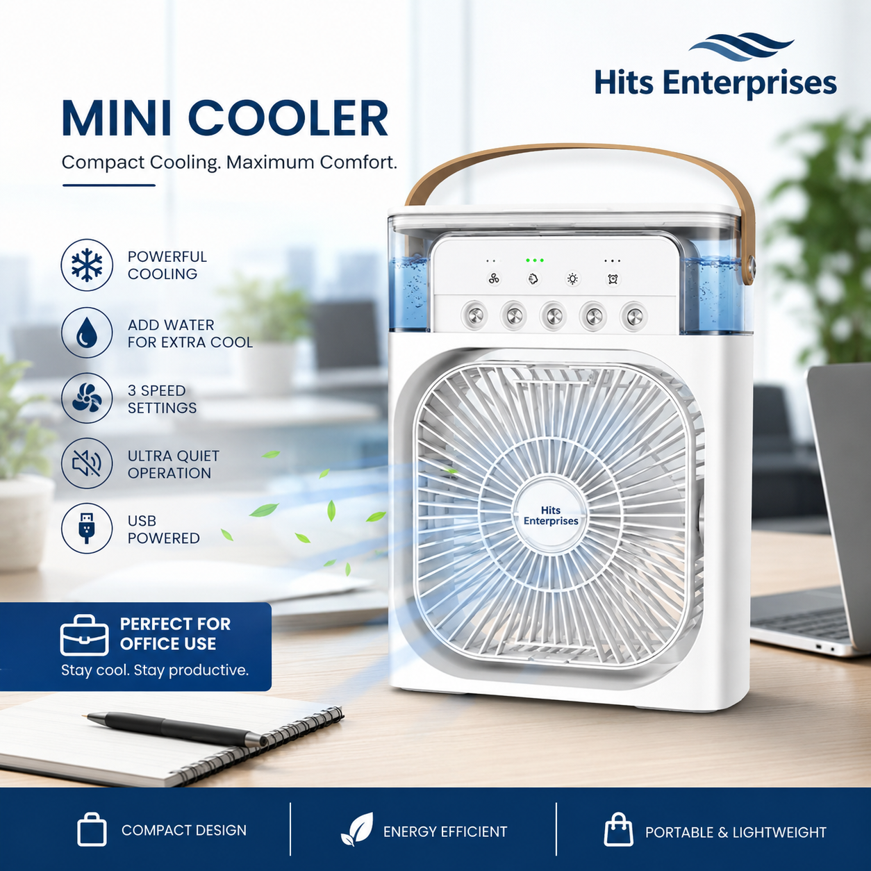 Portable Mini Air Cooler Humidifier Fan White ABS